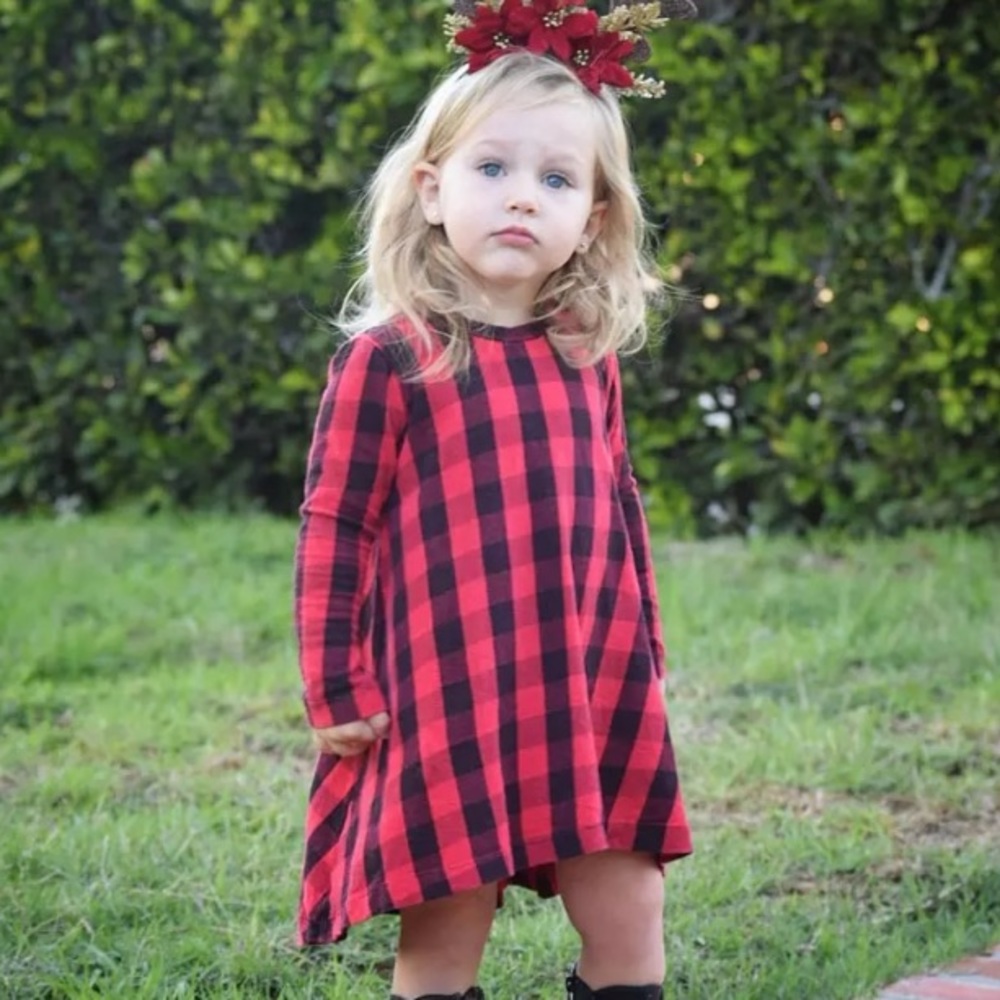 Buffalo Plaid Red Black High Lo Dress